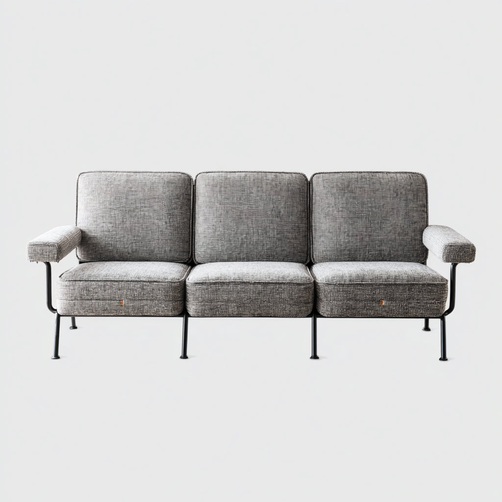 Sofá de 3 plazas-tela tejida-188x82x87 cm-gris-estilo minimalista moderno