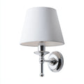 Aplique de pared metal y tela 16x20x28 cm blanco - cromado apto para dormitorio diseño clásico