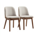 Silla de comedor tapizada en tela beige con estructura de madera oscura 48x54x84 cm - diseño escandinavo contemporáneo para comedor