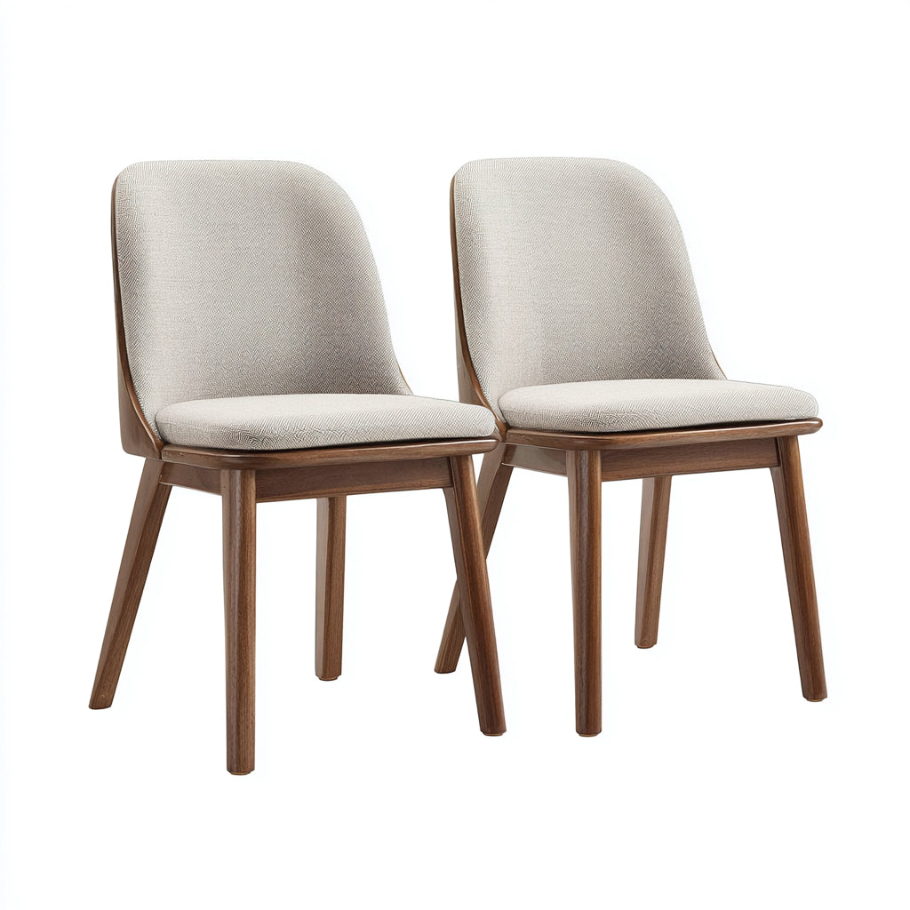 Silla de comedor tapizada en tela beige con estructura de madera oscura 48x54x84 cm - diseño escandinavo contemporáneo para comedor