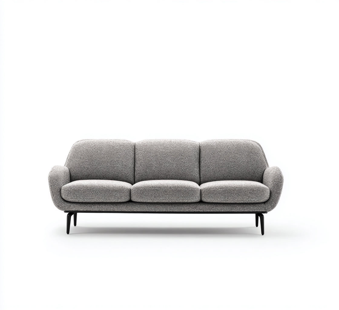 Sofá de 3 plazas-tela gruesa-192x88x92 cm-gris claro-estilo moderno ligero
