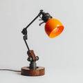 Lámpara de mesa - metal - madera 22x18x48 cm - negro - naranja - madera - apta para salón - dormitorio - diseño industrial