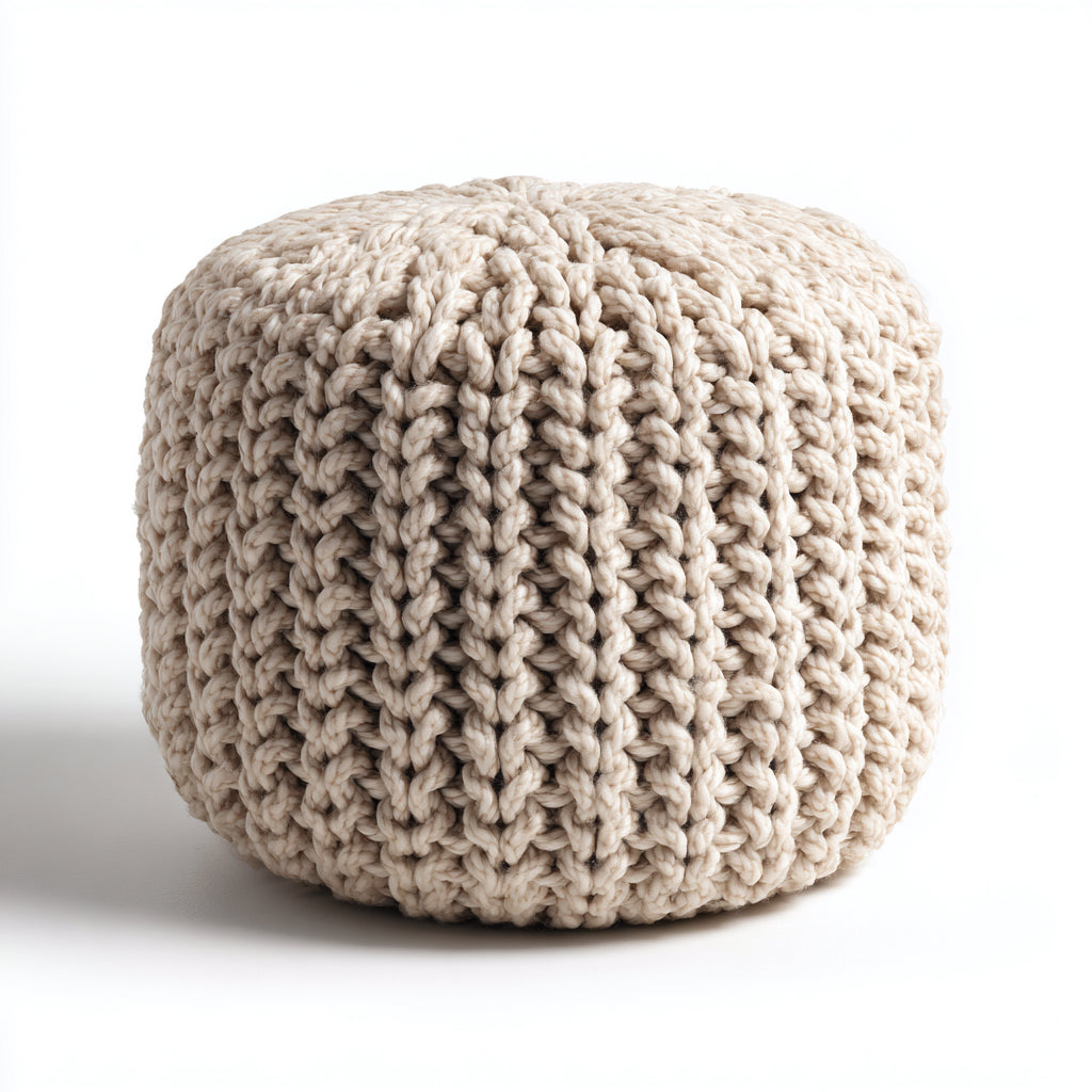 Reposapiés - algodón - 50x50x45 cm - beige - estilo bohemio
