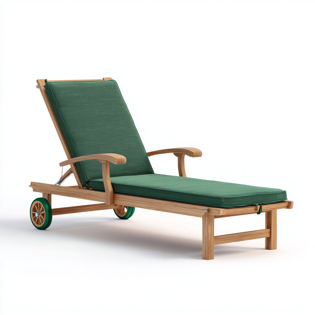 Tumbona de jardín madera maciza 198x65x40 cm - verde - diseño clásico - para exterior