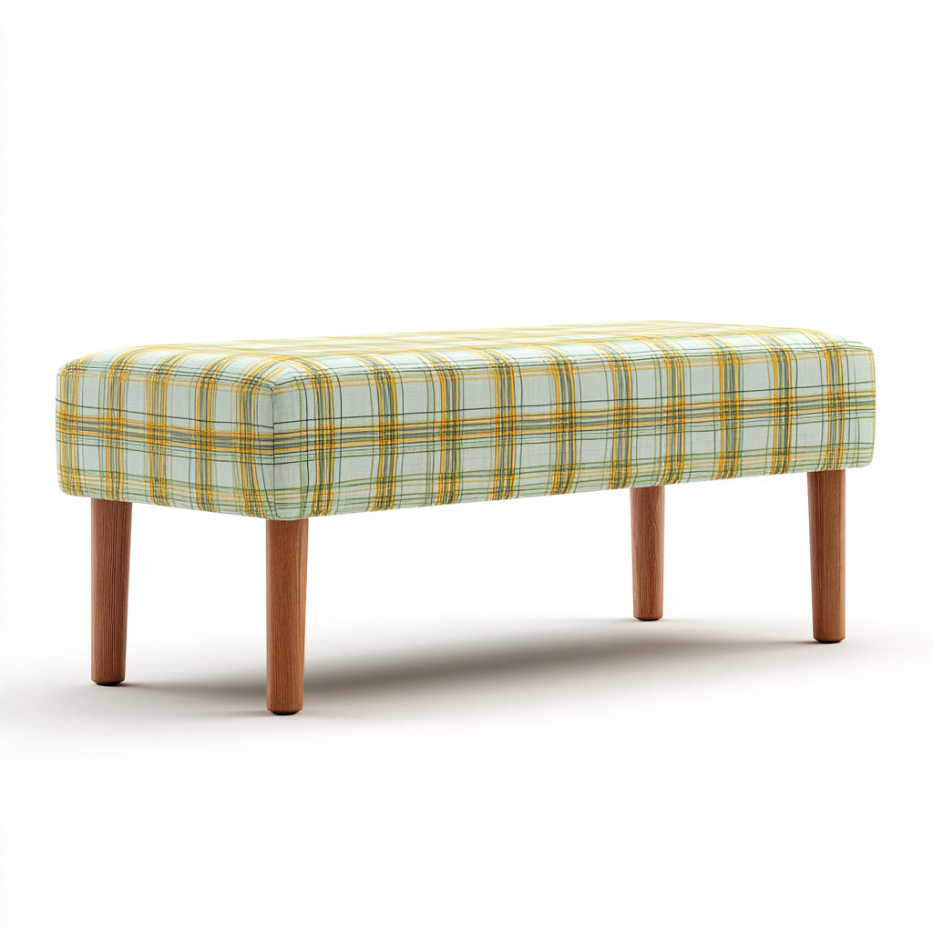 Banco de entrada madera y tela 105x40x46 cm - multicolor - madera - diseño moderno apto para recibidor