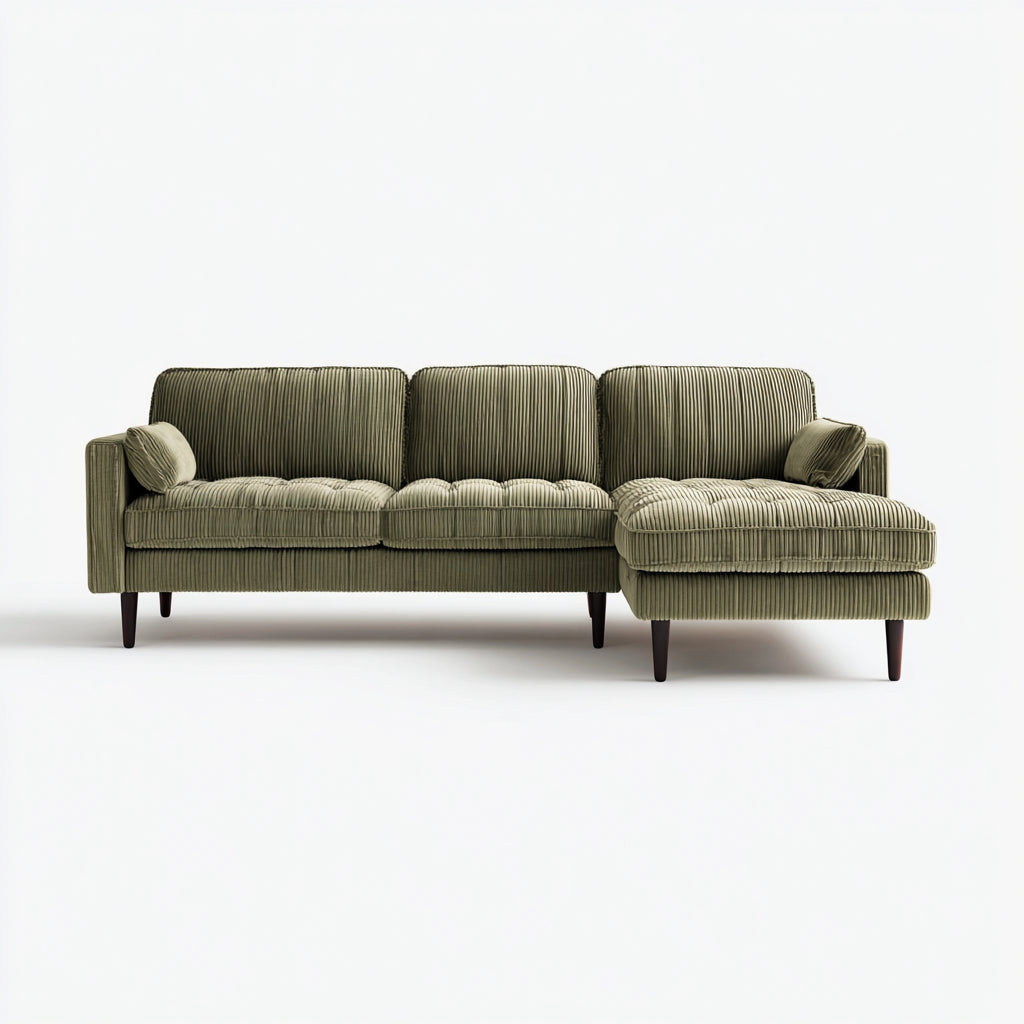 Sofá rinconero tapizado 259x155x87 cm - verde oliva - diseño moderno para salón