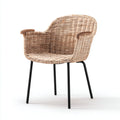 Silla de jardín ratán sintético y metal 58x56x84 cm - natural-negro - para exterior - estilo moderno