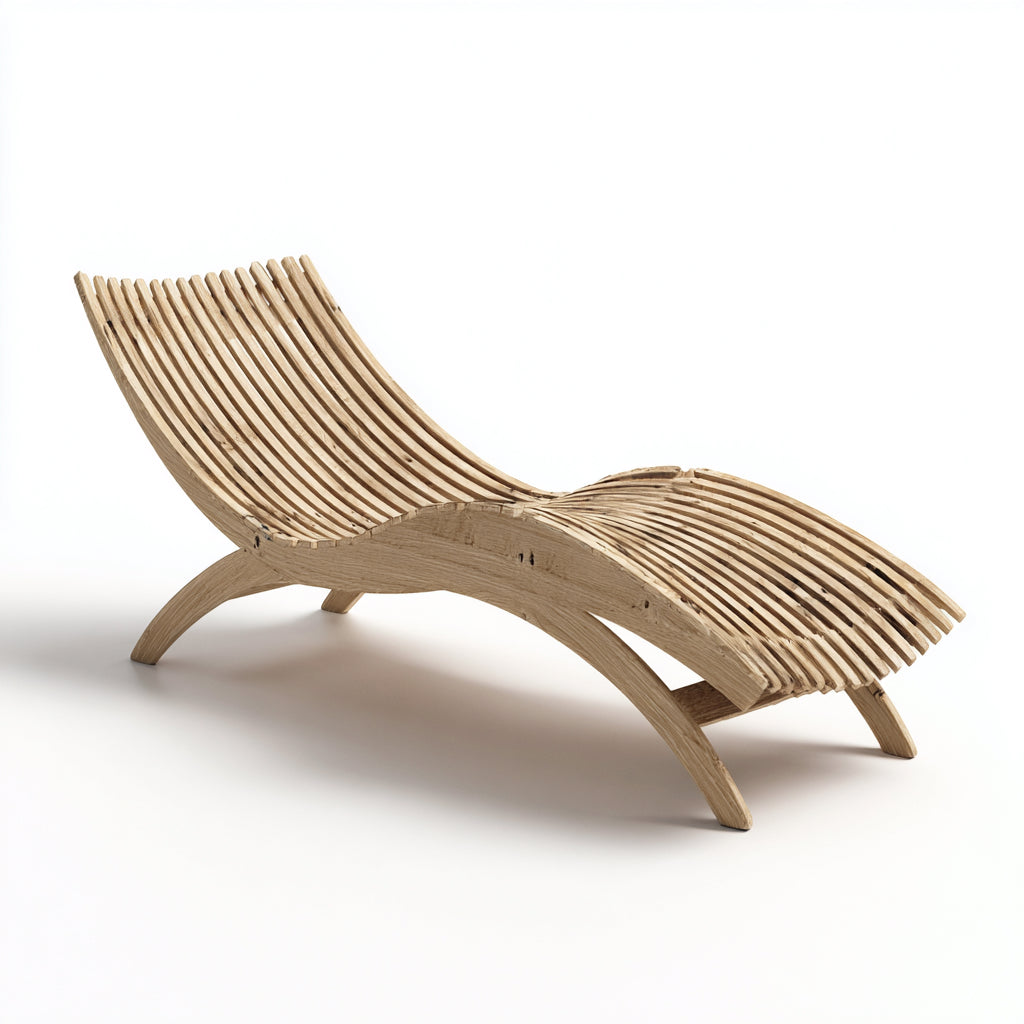 Tumbona de jardín madera maciza 188x62x58 cm - natural - diseño ergonómico - para exterior