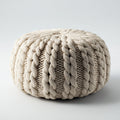 Reposapiés - algodón - 50x50x45 cm - beige - estilo artesanal trenzado