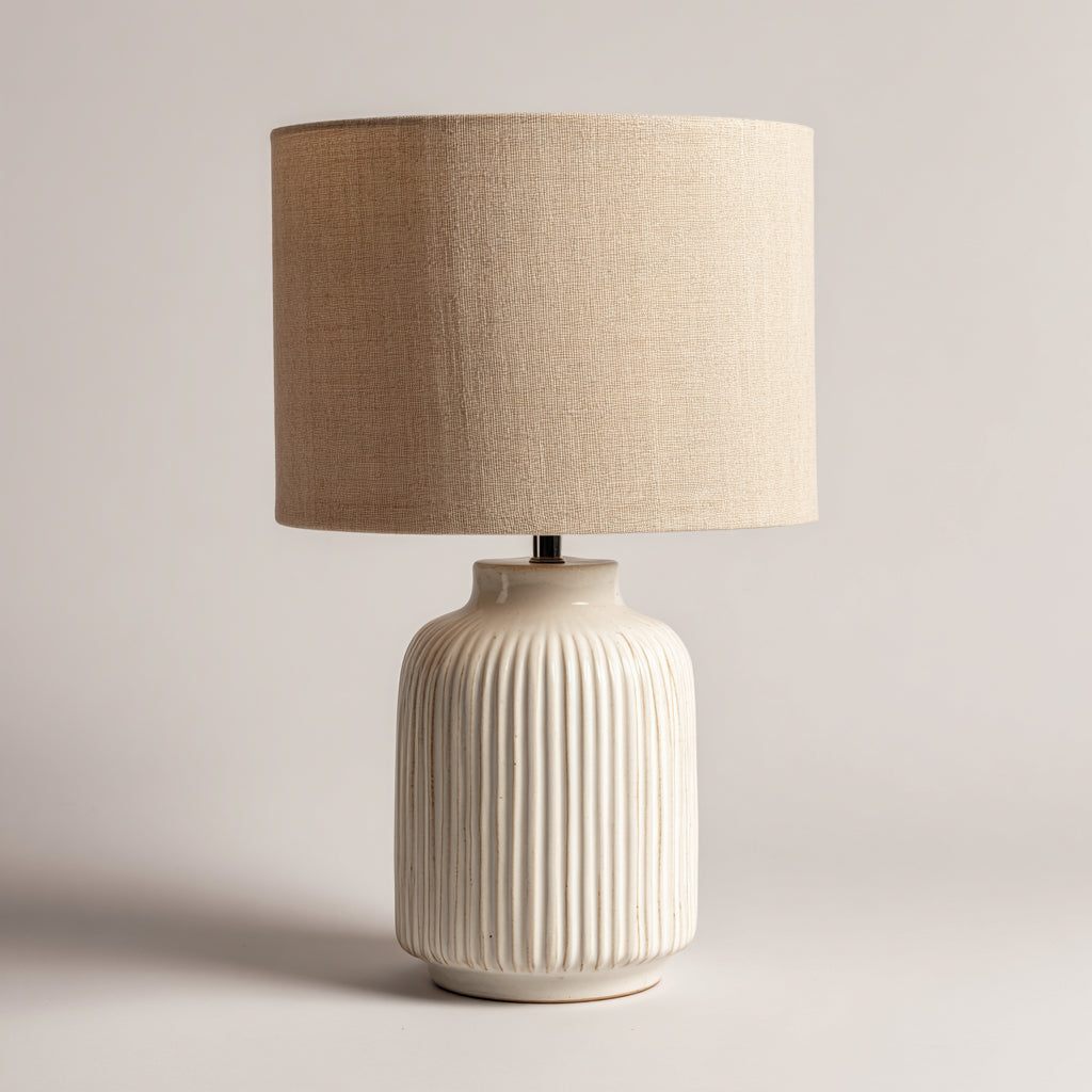 Lámpara de mesa cerámica 32x32x50 cm beige - iluminación interior - diseño moderno
