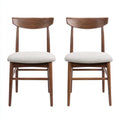 Silla de comedor tapizada en tela gris claro con estructura de madera oscura 47x52x83 cm - diseño retro nórdico para comedor