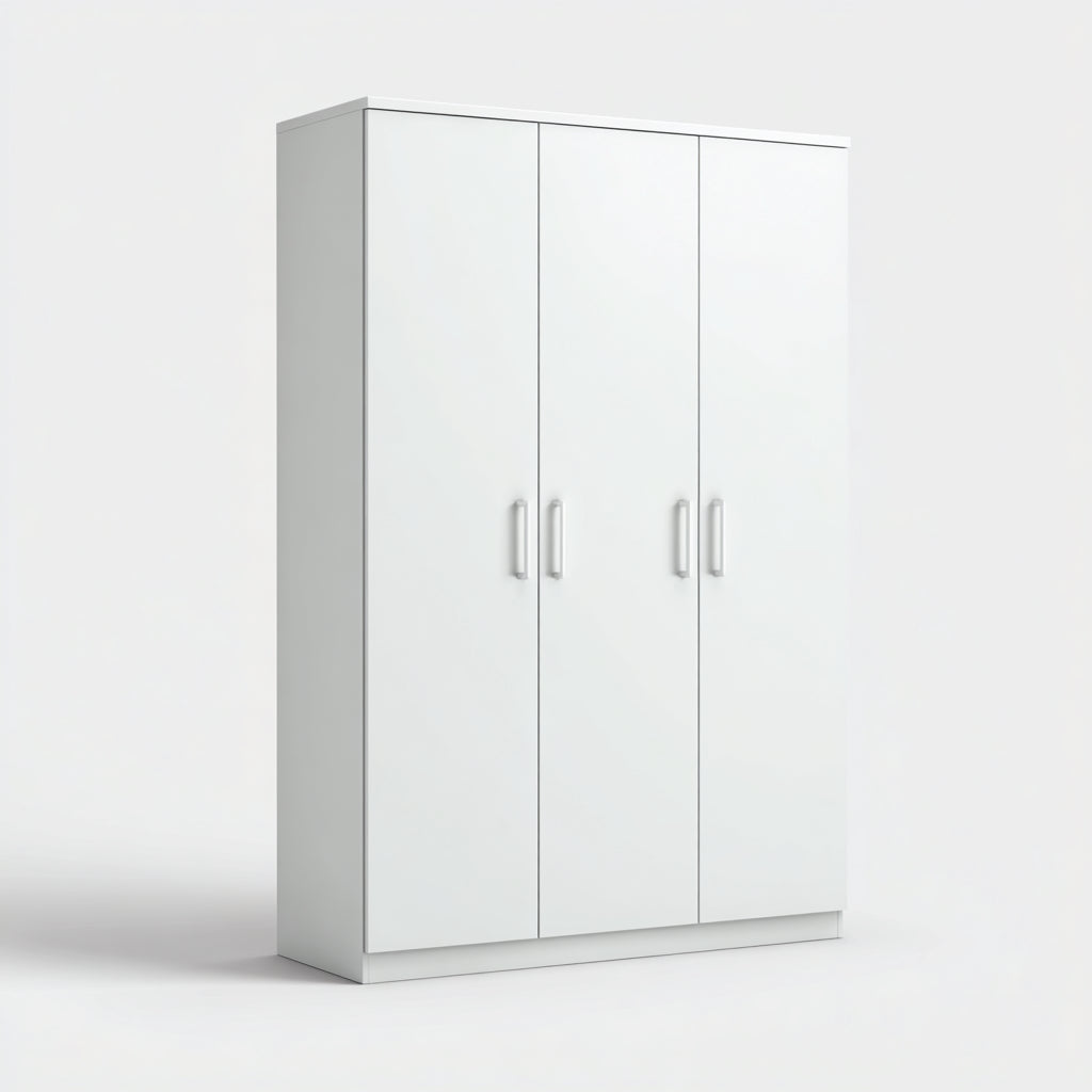 Armario de madera 120x50x180 cm - blanco - diseño moderno de tres puertas - apto para dormitorio