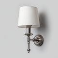 Aplique de pared metal y tela 15x18x28 cm blanco - cromado apto para dormitorio diseño clásico
