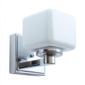 Aplique de pared vidrio y metal 12x14x18 cm blanco - cromado apto para baño diseño moderno