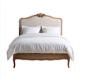 Cama matrimonial de madera tapizada 200x180x120 cm - madera natural - blanco - diseño clásico - apta para dormitorio